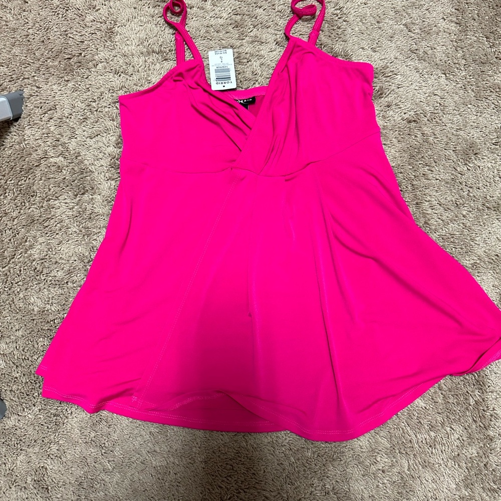 Hot pink cami with faux wrap